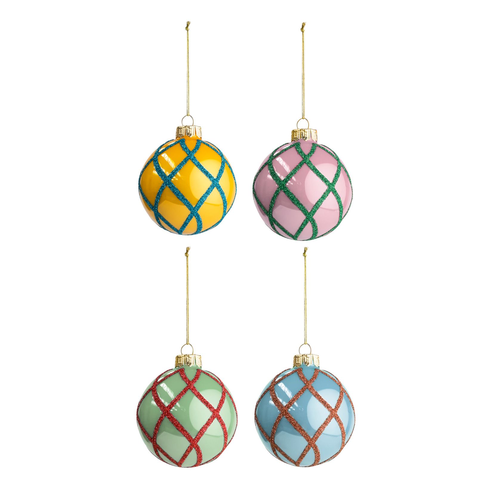 &Klevering - Boules de Noël Criss cross - Set de 4 - Multicolore