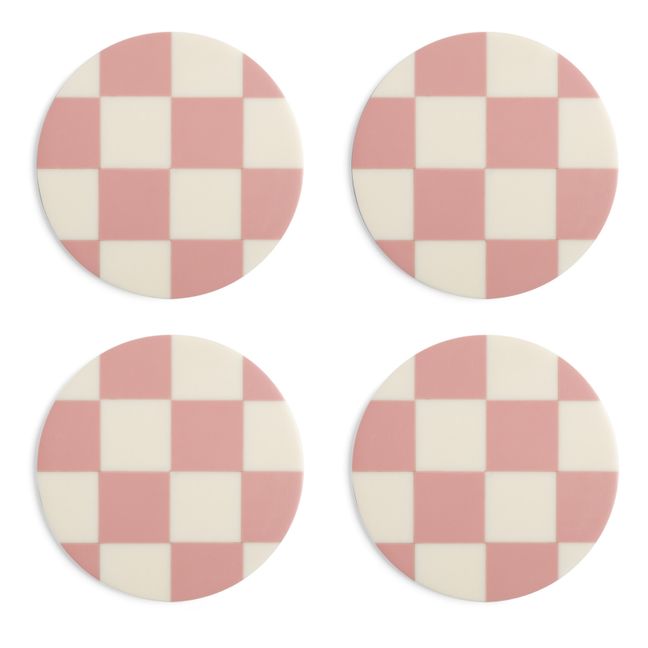 Check Coasters - Set of 4 Pink
