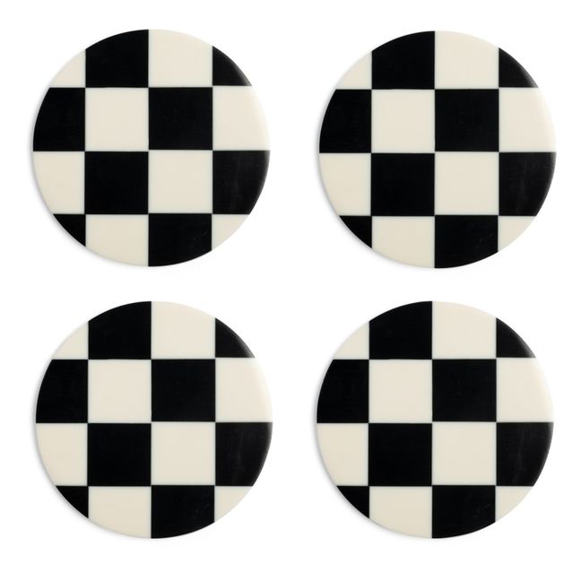 Check Coasters - Set of 4 Black