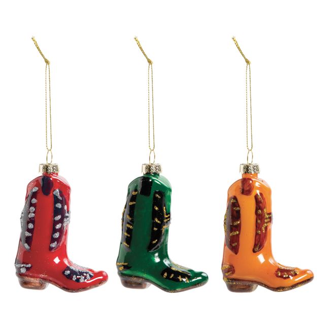 Cowboy Boot Christmas Tree Decorations - Set of 3