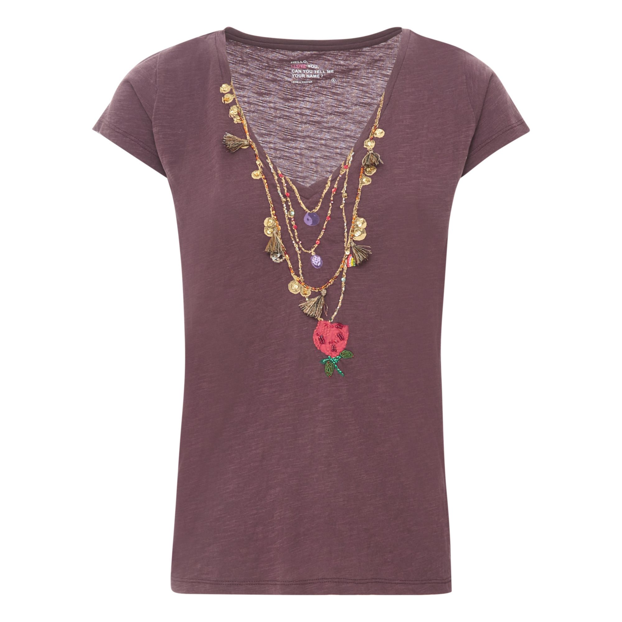 Leon & Harper - T-shirt Tonton Rose Coton Bio - Femme - Bordeaux