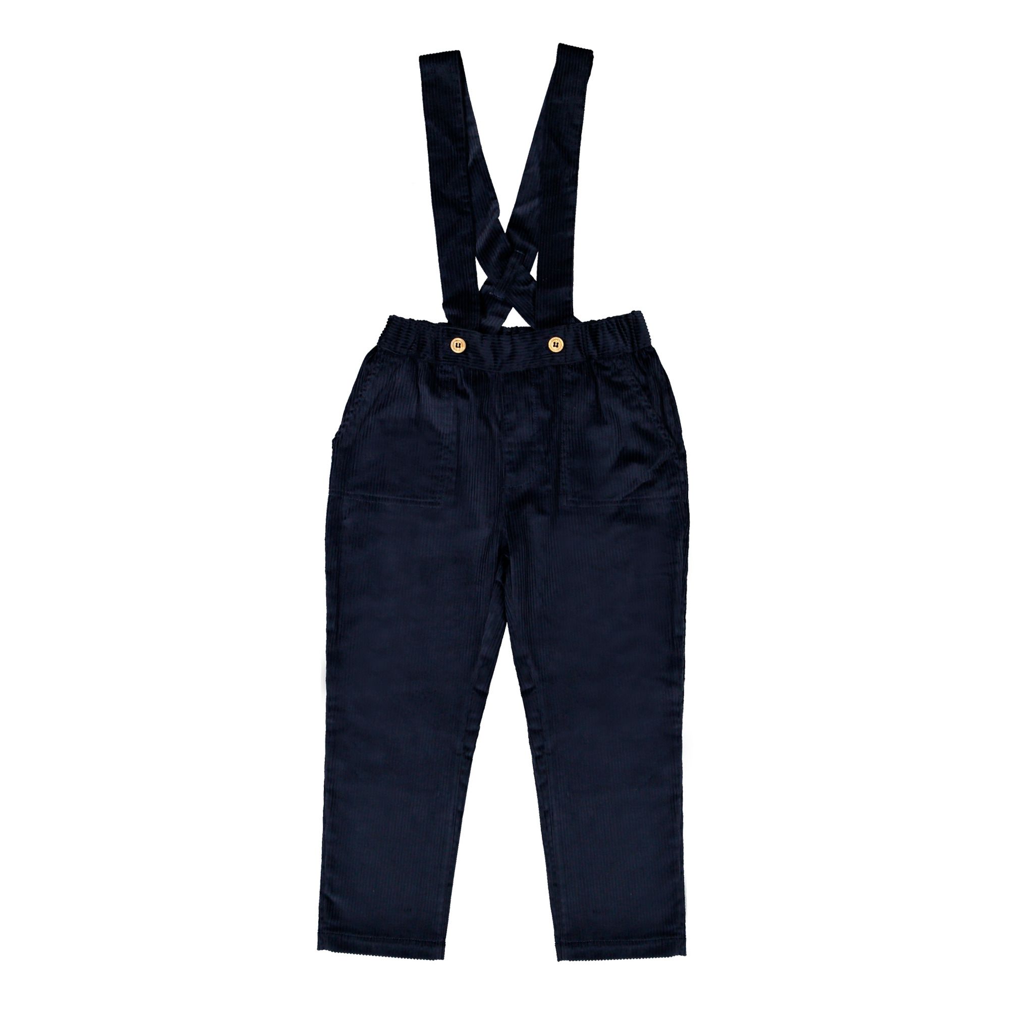 Petite Lucette - Pantalon à Bretelles Velours Gabriel - Fille - Bleu nuit