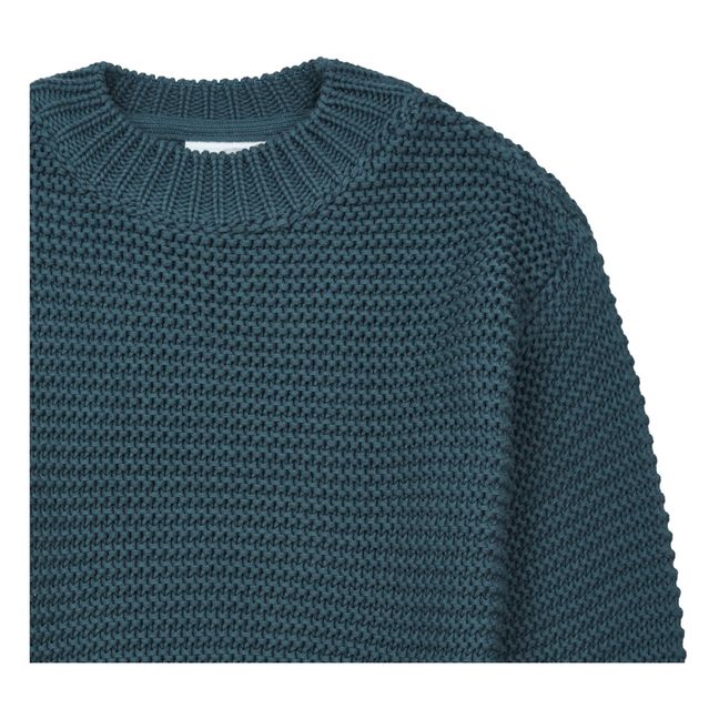 Jersey Meri de lana de merino y algodón orgánico Azul Marino