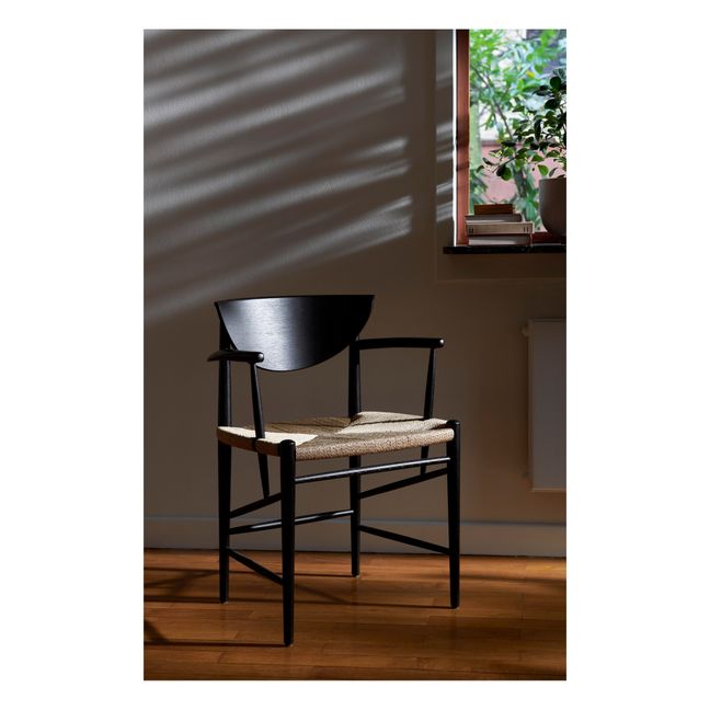 HM4 Drawn Wooden Chair with Armrests Black Oak
