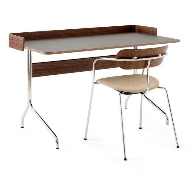 Stuhl Pavillon AV4 mit Armlehne, verchromtes Gestell - 2er-Set | Walnut