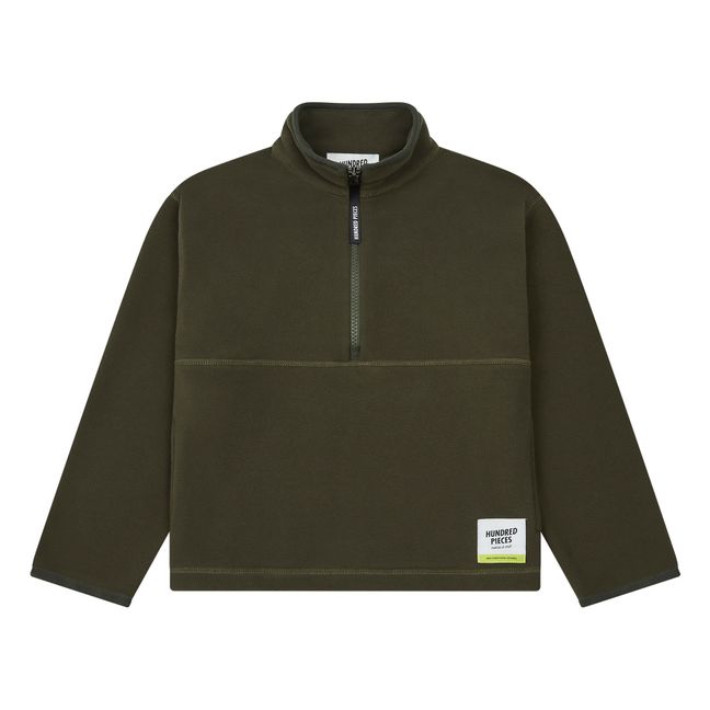 Zip-up Fleece Sweatshirt  Khaki