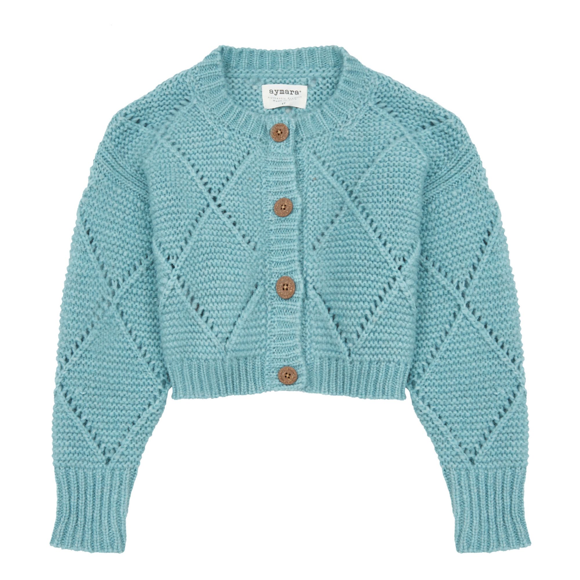 Aymara - Gilet Baby Alpaca Laine Merino Anne - Fille - Bleu