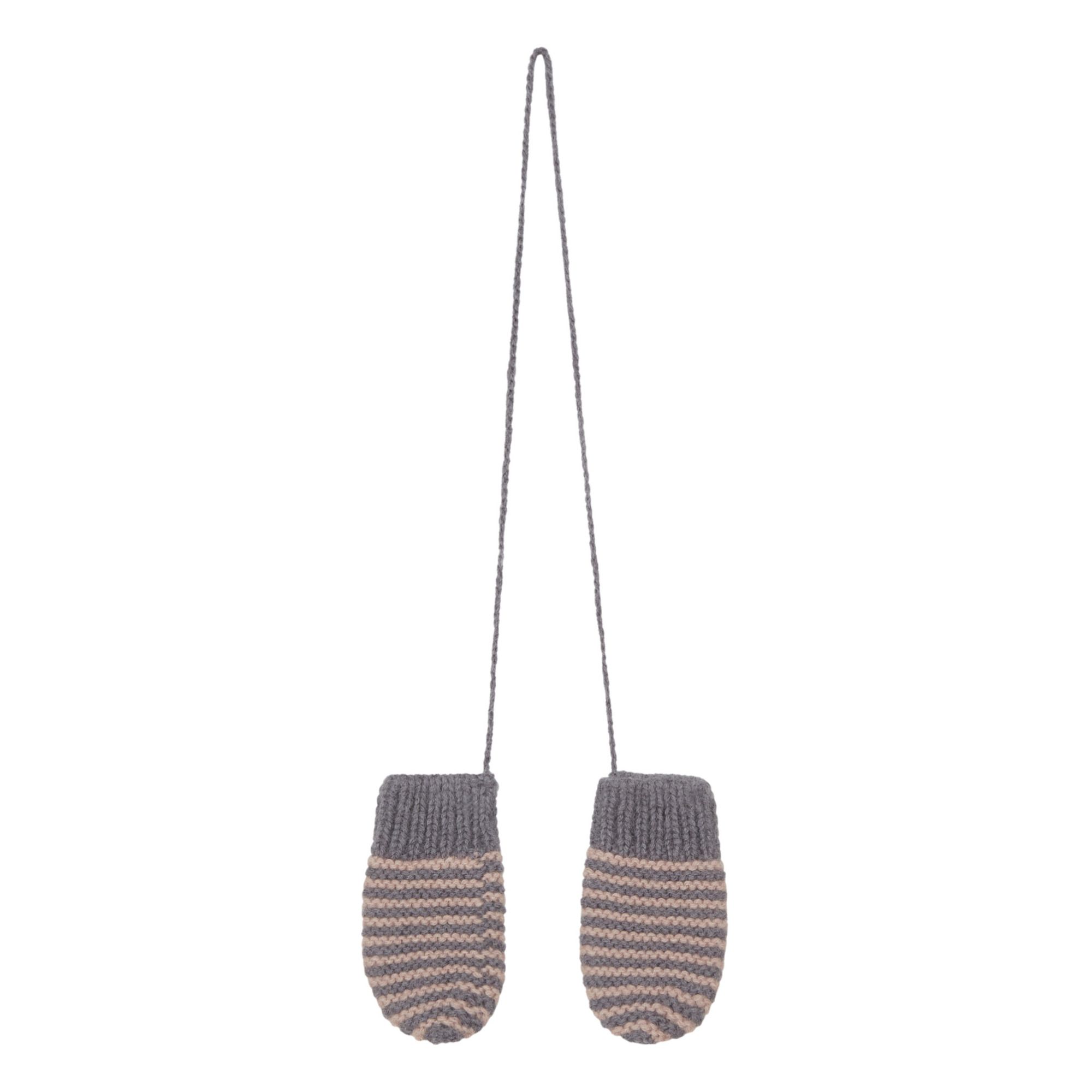 Ketiketa - Moufles Laine Tricotées Main Rayées - Fille - Rose