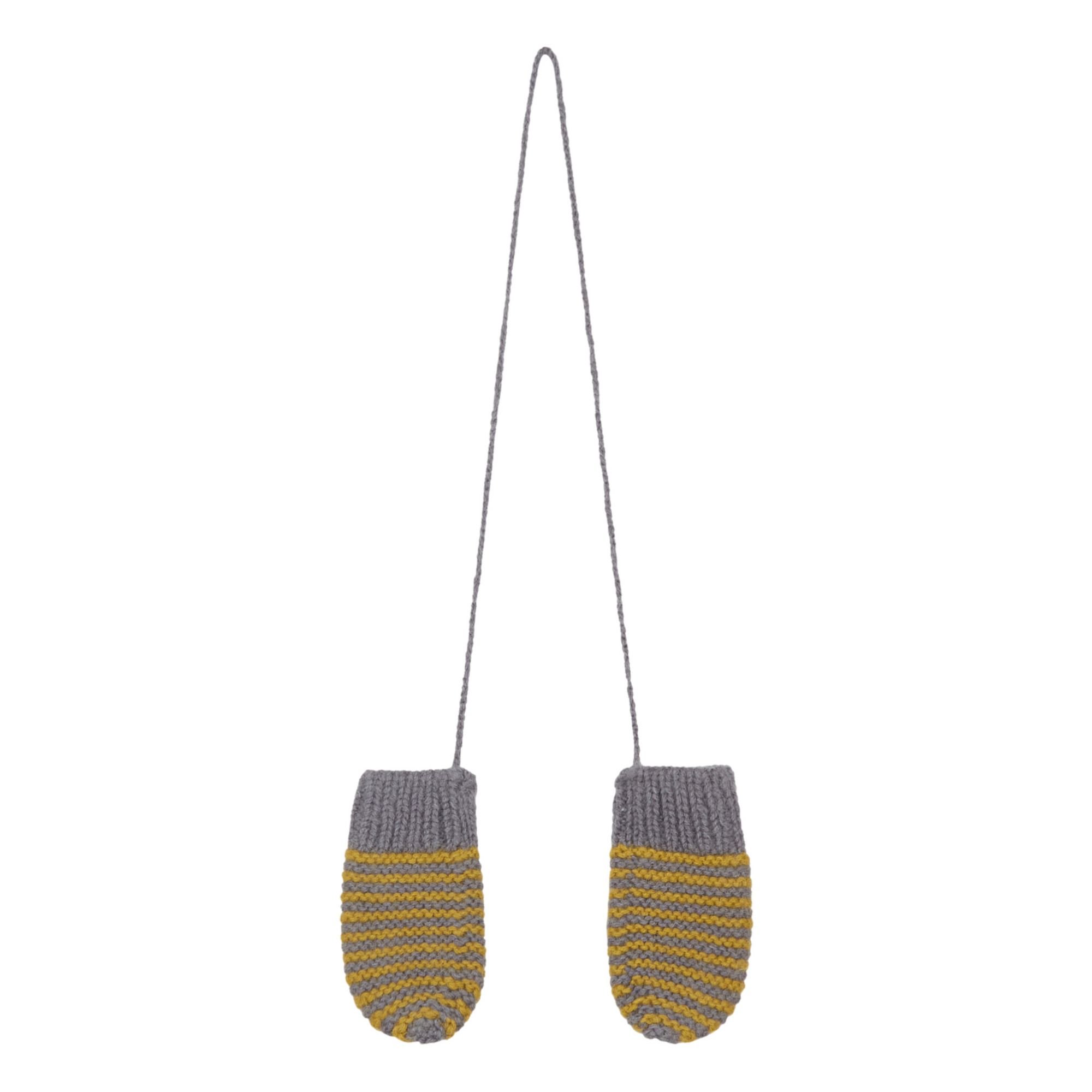 Ketiketa - Moufles Laine Tricotées Main Rayées - Fille - Gris