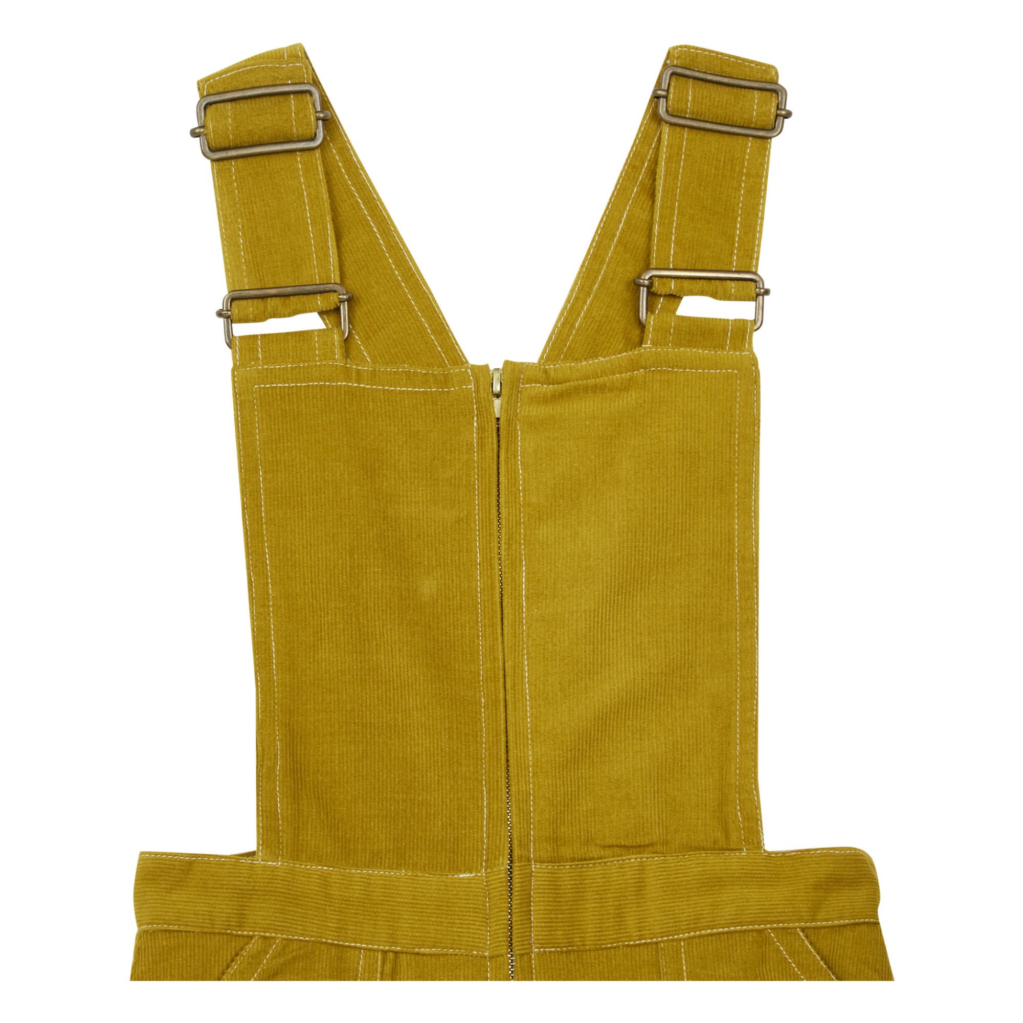 yellow corduroy overall dress