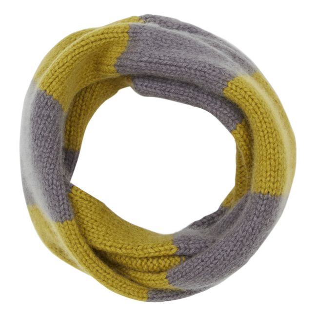 Striped Woollen Hand Knit Snood Grey