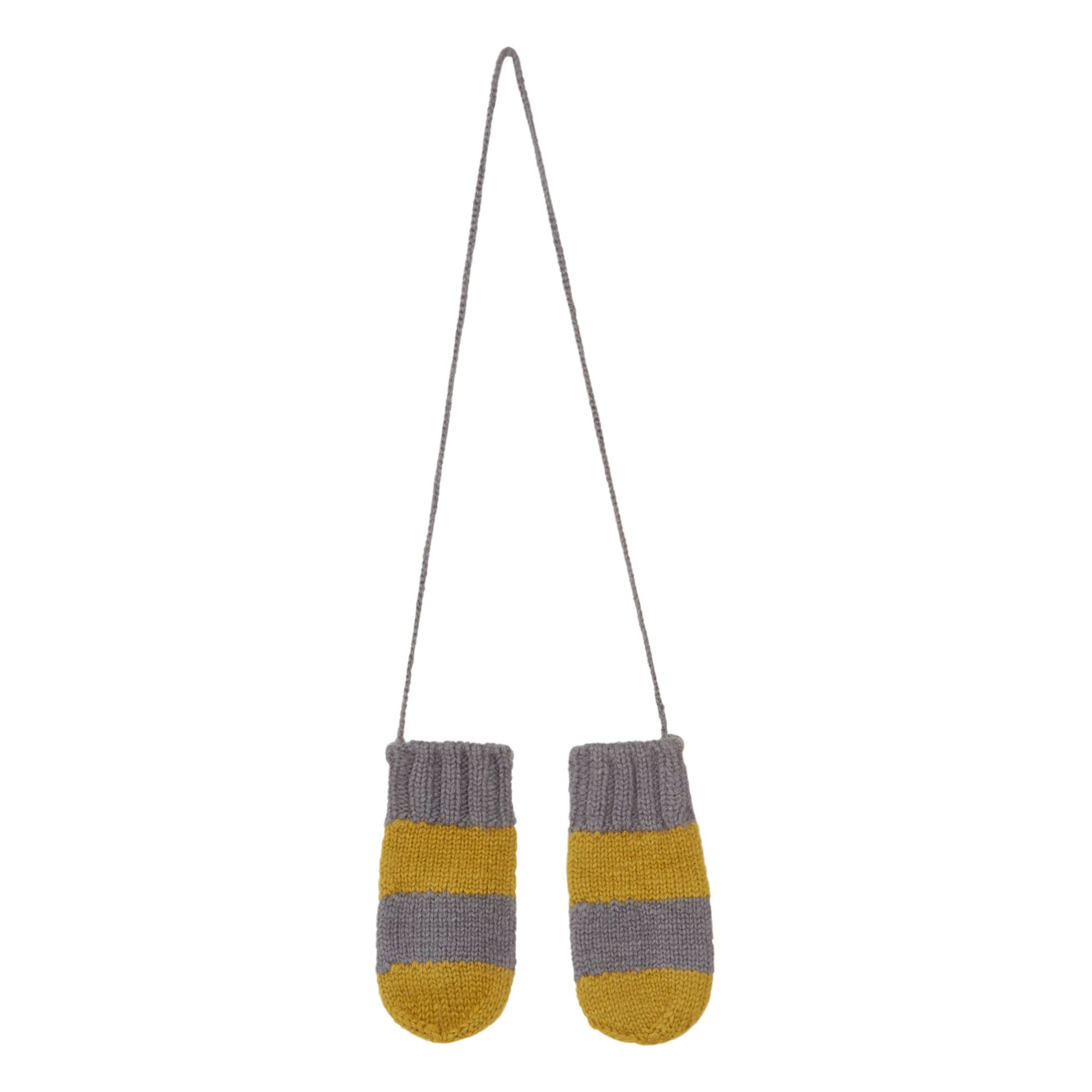 Ketiketa - Moufles Laine Rayées Tricotées Main - Fille - Gris