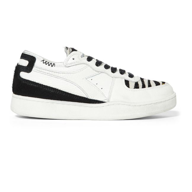 Zebra Lace-Up Sneakers White