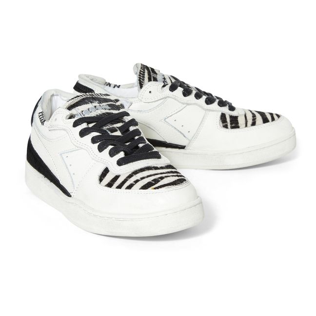 Zebra Lace-Up Sneakers Bianco