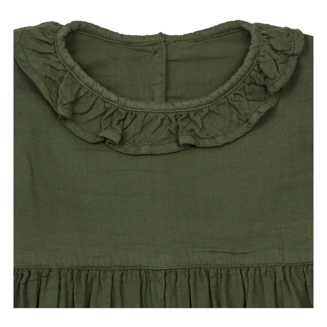 Vestido de doble gasa de algodón Campanule Verde