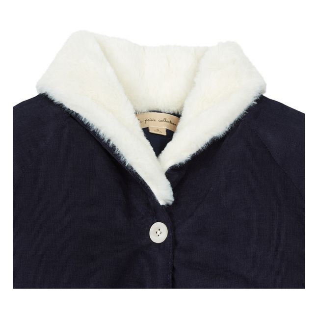 Shawl Organic Cotton Velvet Coat Navy blue