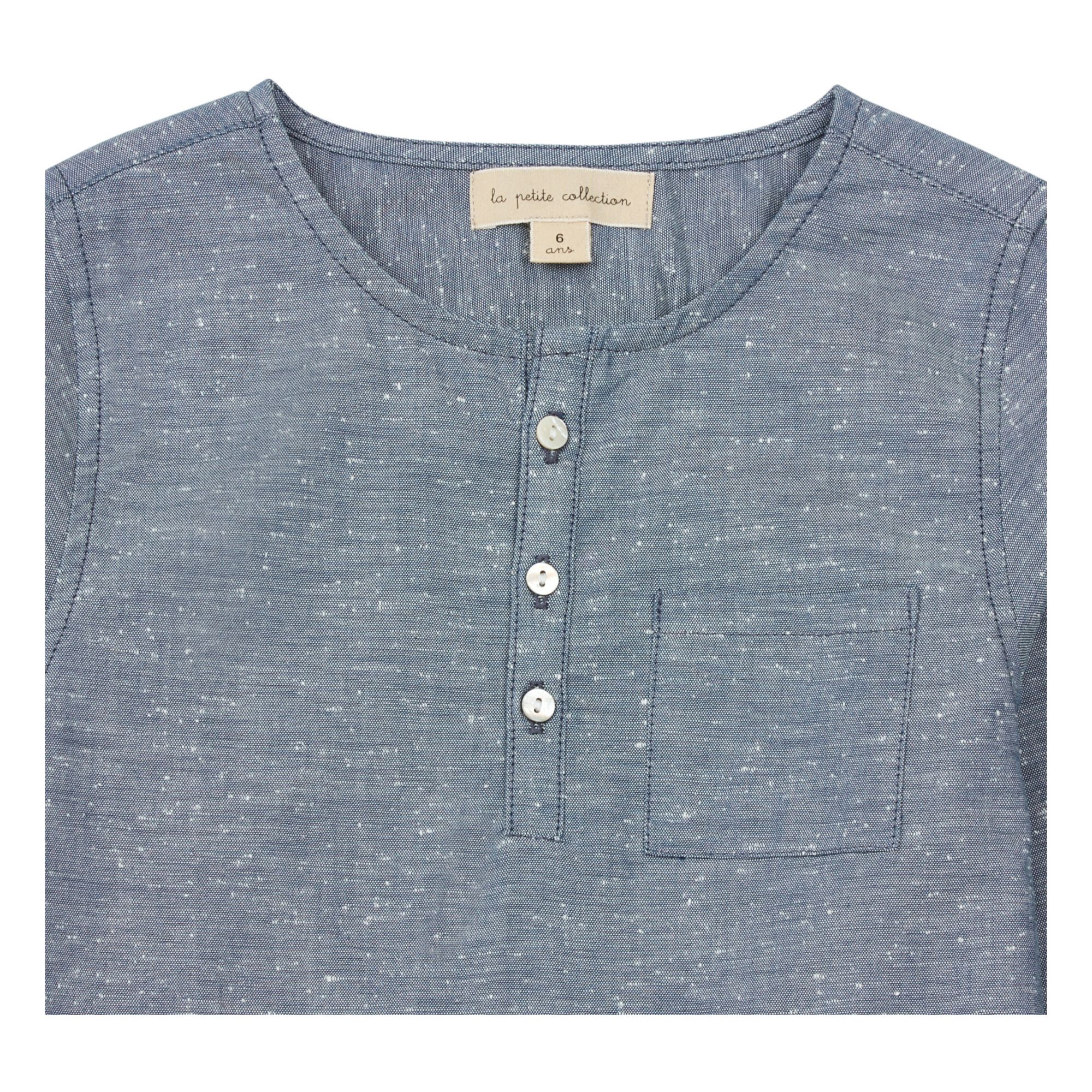 Organic Chambray Kurta Shirt Marled blue- Product image n°1