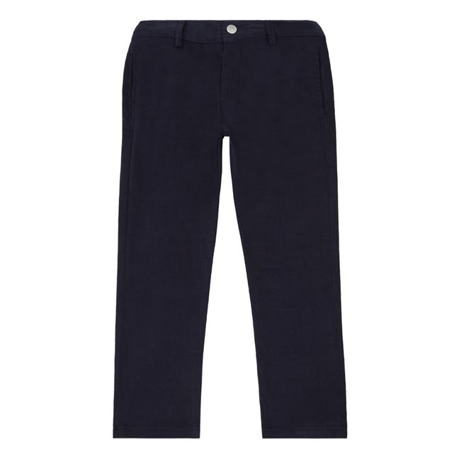 Retro Organic Cotton Velvet Trousers Navy blue