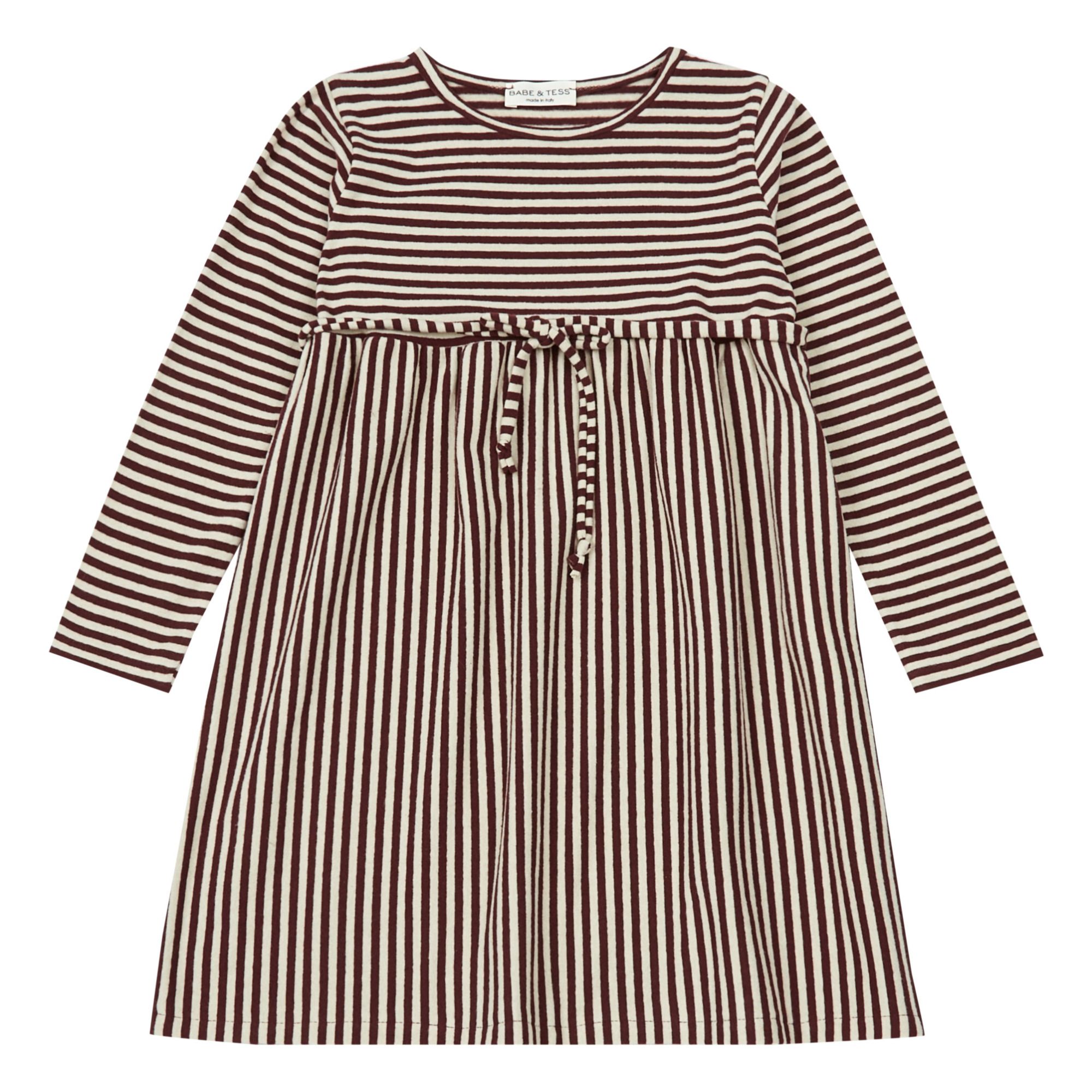 Babe & Tess - Robe Rayée - Fille - Bordeaux