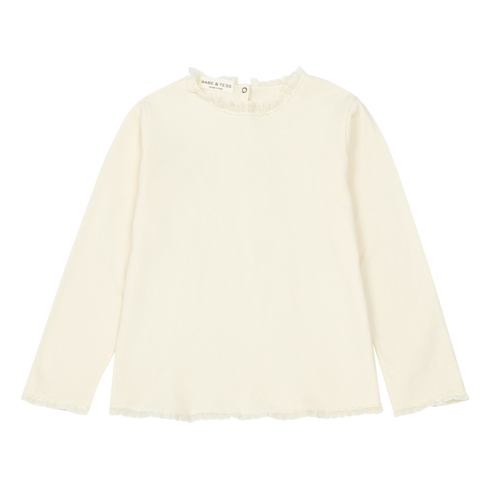 Babe & Tess - T-Shirt Col Dentelle - Fille - Blanc écru