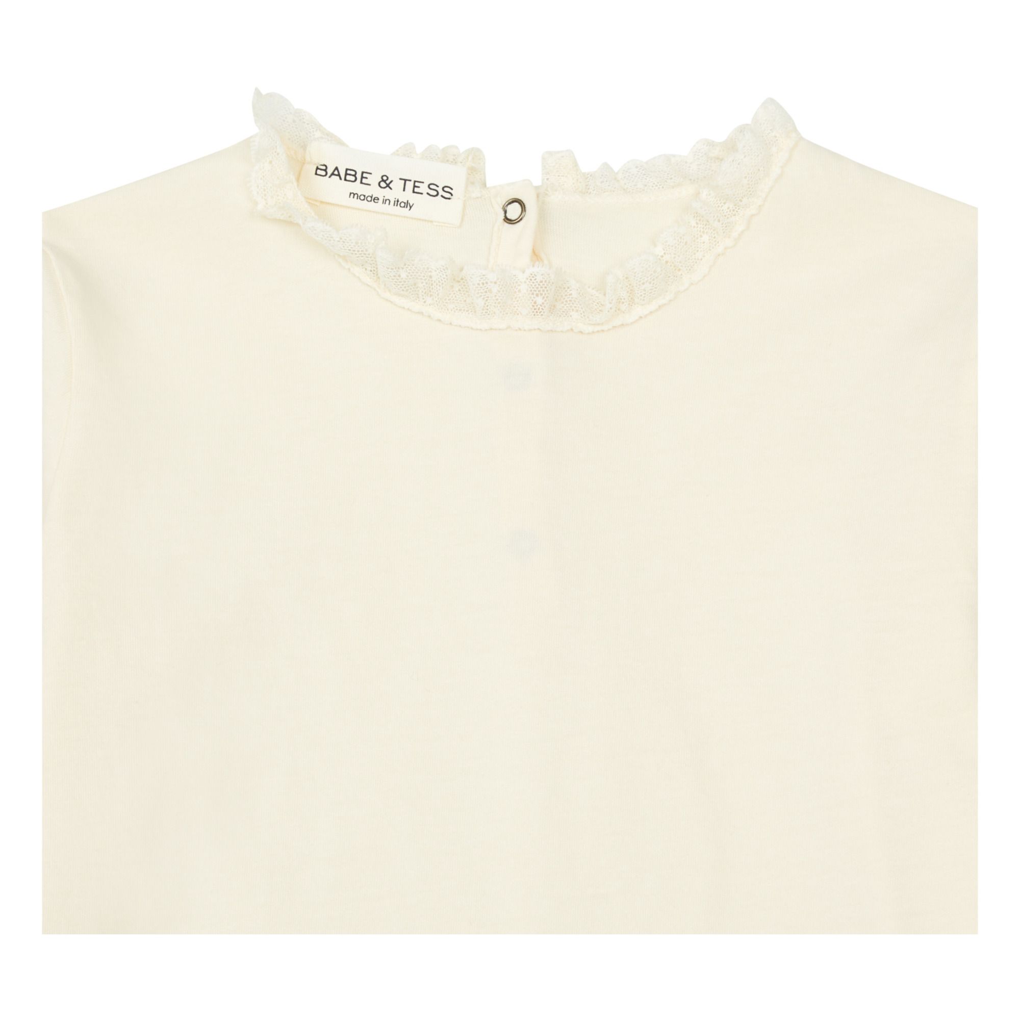Camiseta con cuello de encaje Blanc/Écru- Imagen del producto n°1