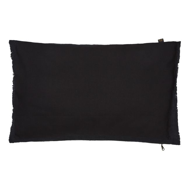 Tikri Washed Linen Cushion Cover | Black