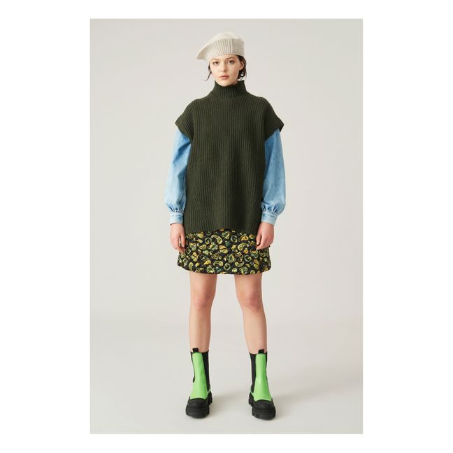 Recycled Wool Polo Neck Jumper Dark green
