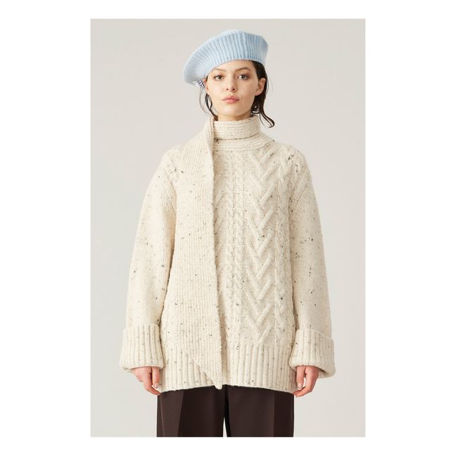 Cable Knit Wool and Alpaca Jumper Beige meliert