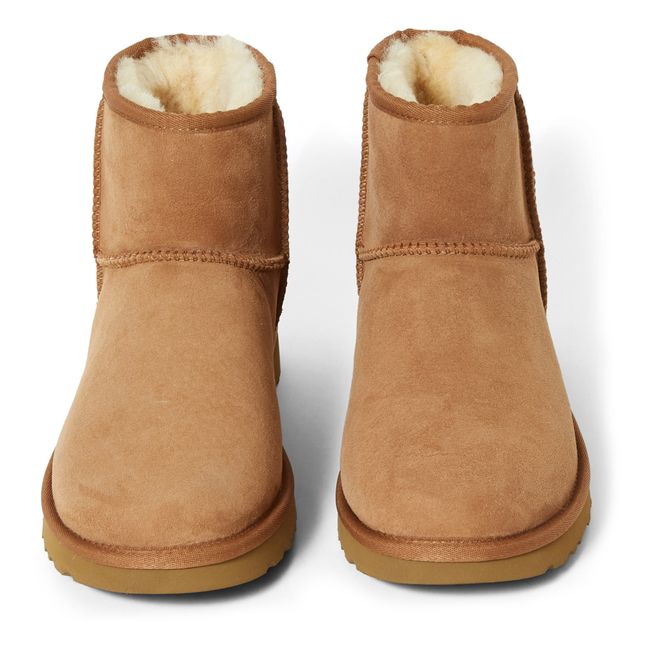 Classic Mini II Fur Lined Suede Boots Camel