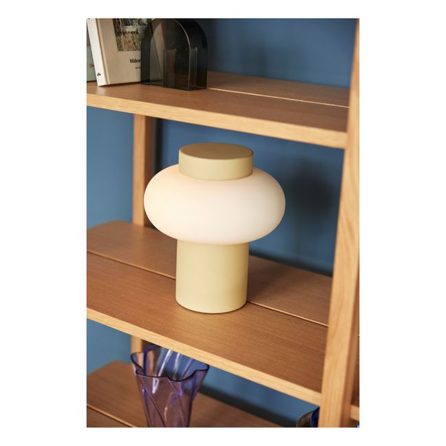 Metal and Glass Table Lamp Pale yellow