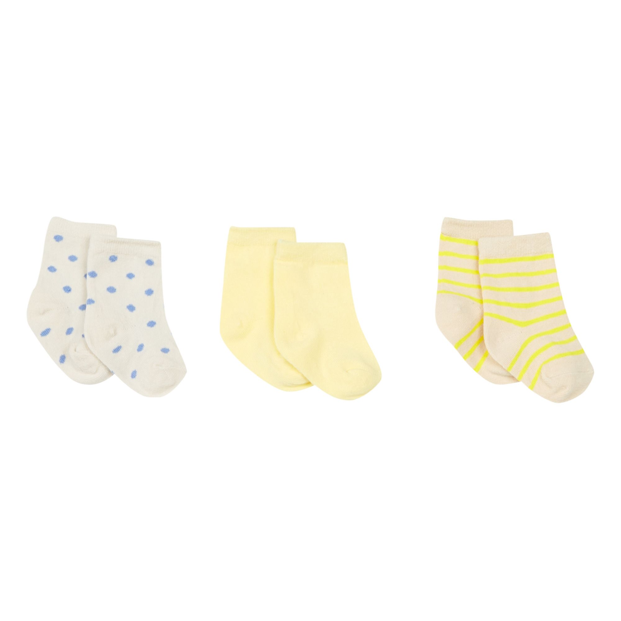 Set of 3 Pairs of Organic Cotton Ribbed Socks  Yellow- Product image n°0
