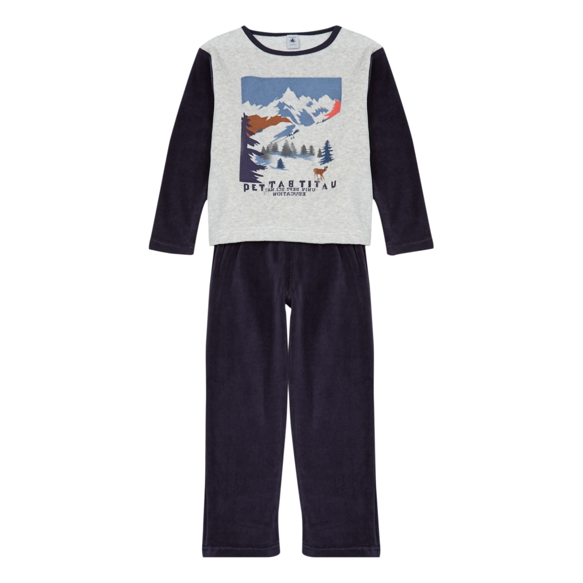 Trigo Mountain Print Velvet Pyjama Set Grey- Product image n°0