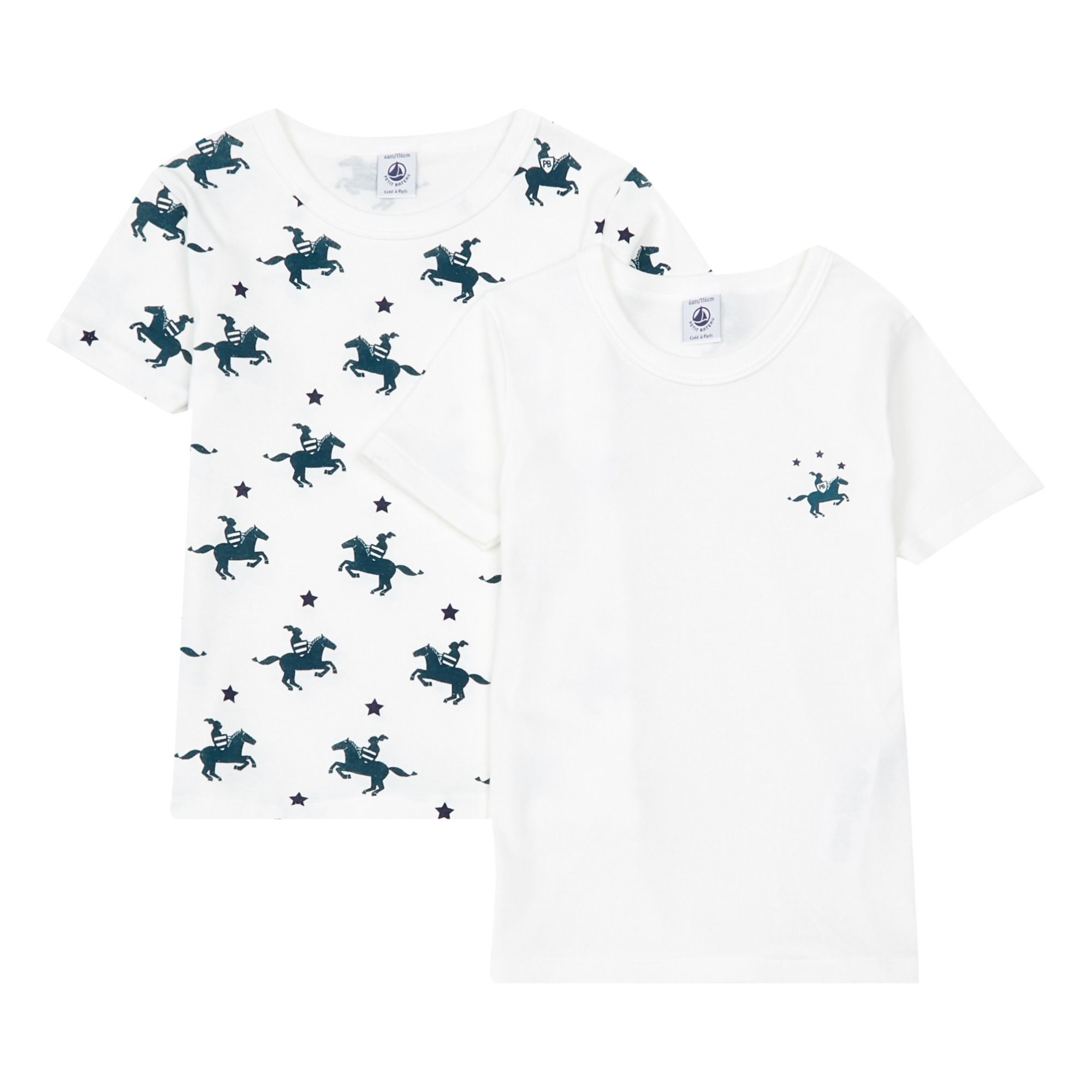 Petit Bateau - Lot 2 T-Shirts Chevaliers - Fille - Blanc
