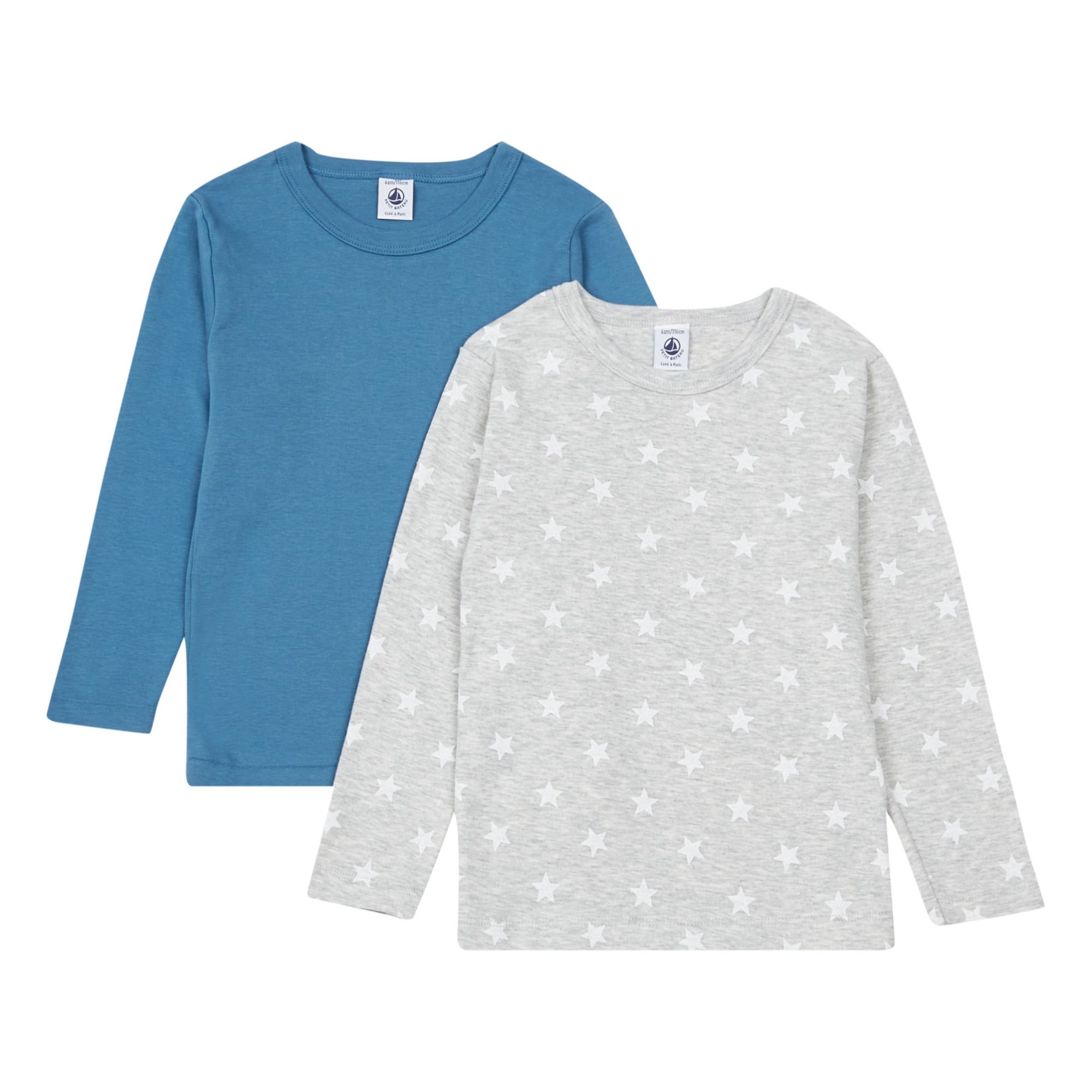 Lot 2 T-Shirts Chauds Coton Bio Bleu- Image produit n°0