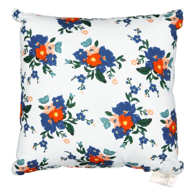 Alex Flowers Cotton Cushion Blu