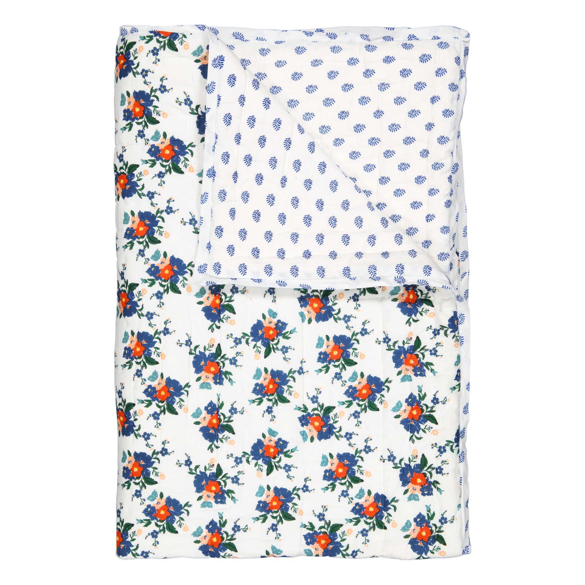 Le Petit Lucas du Tertre - Plaid quilté réversible Alex Flowers - Bleu