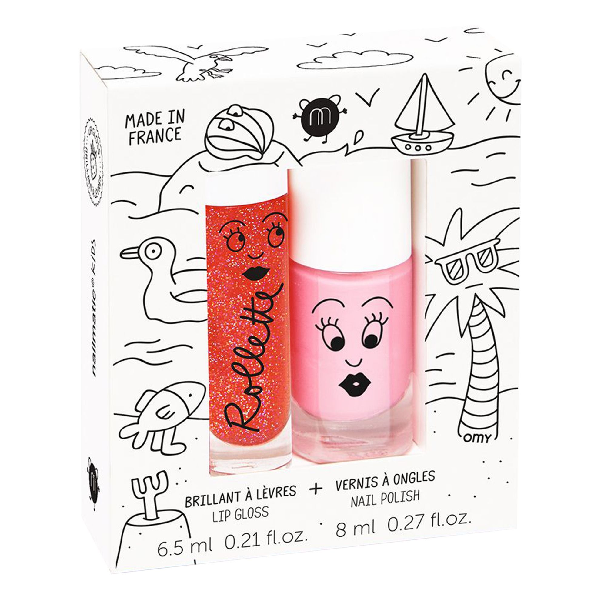 Brillant à lèvres gloss enfant - rollette fraise - nailmatic kids