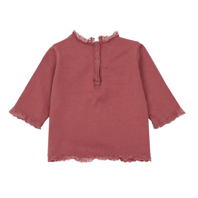 Lace Collar T-shirt Dusty Pink