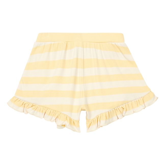 Bali Frilled Organic Cotton Striped Shorts   Yellow