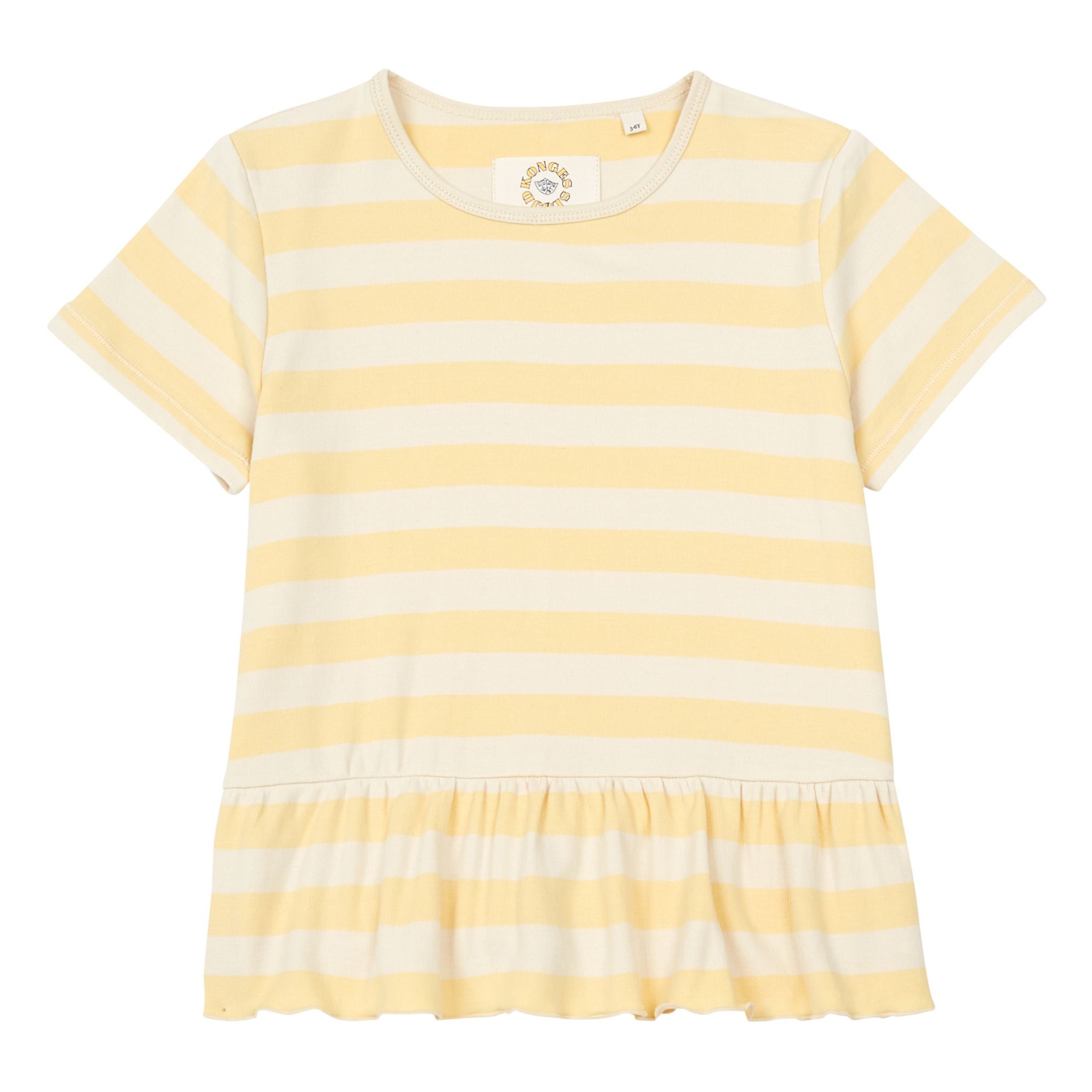 Bali Frilled Organic Cotton Striped T-shirt  Yellow- Product image n°0