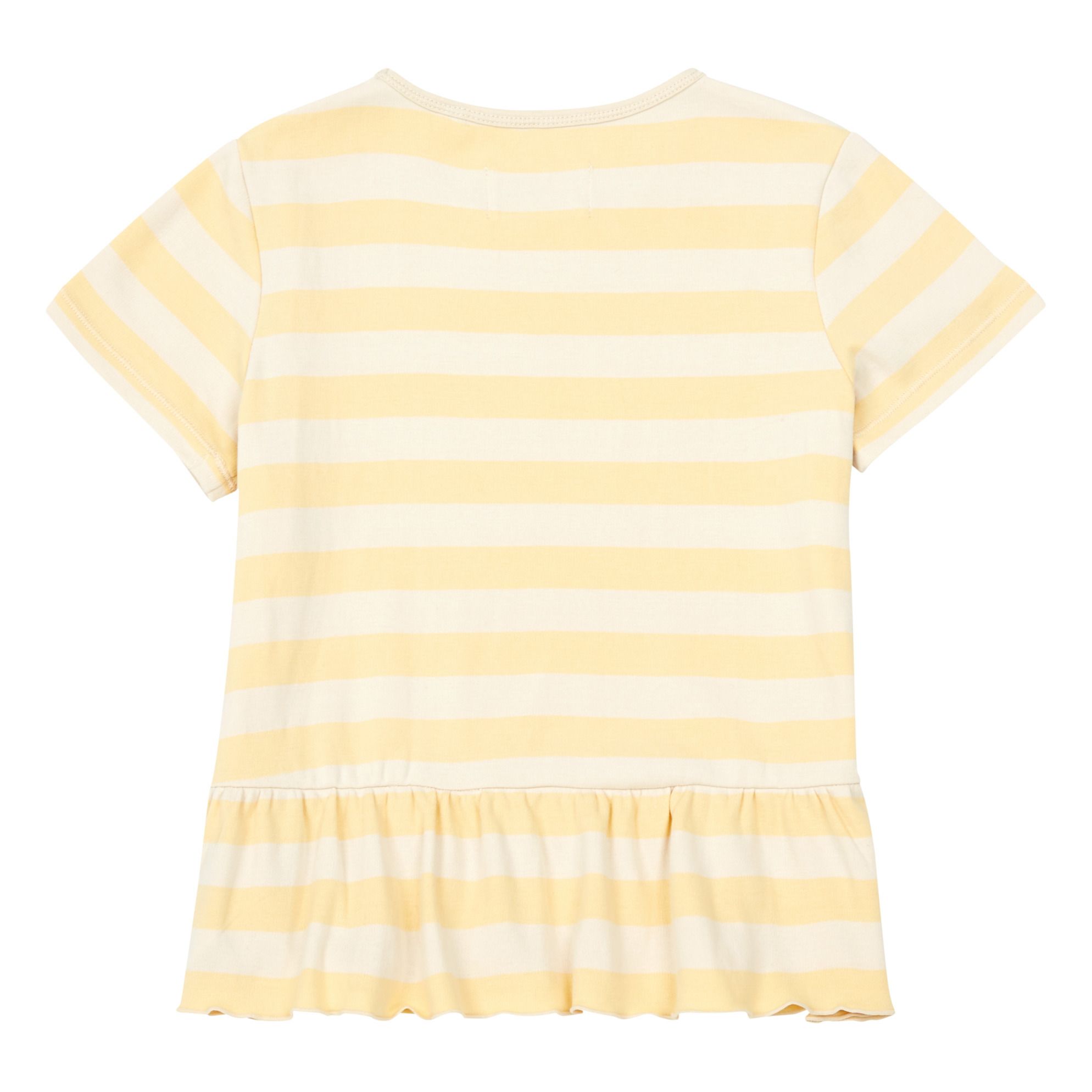 Bali Frilled Organic Cotton Striped T-shirt  Yellow- Product image n°1