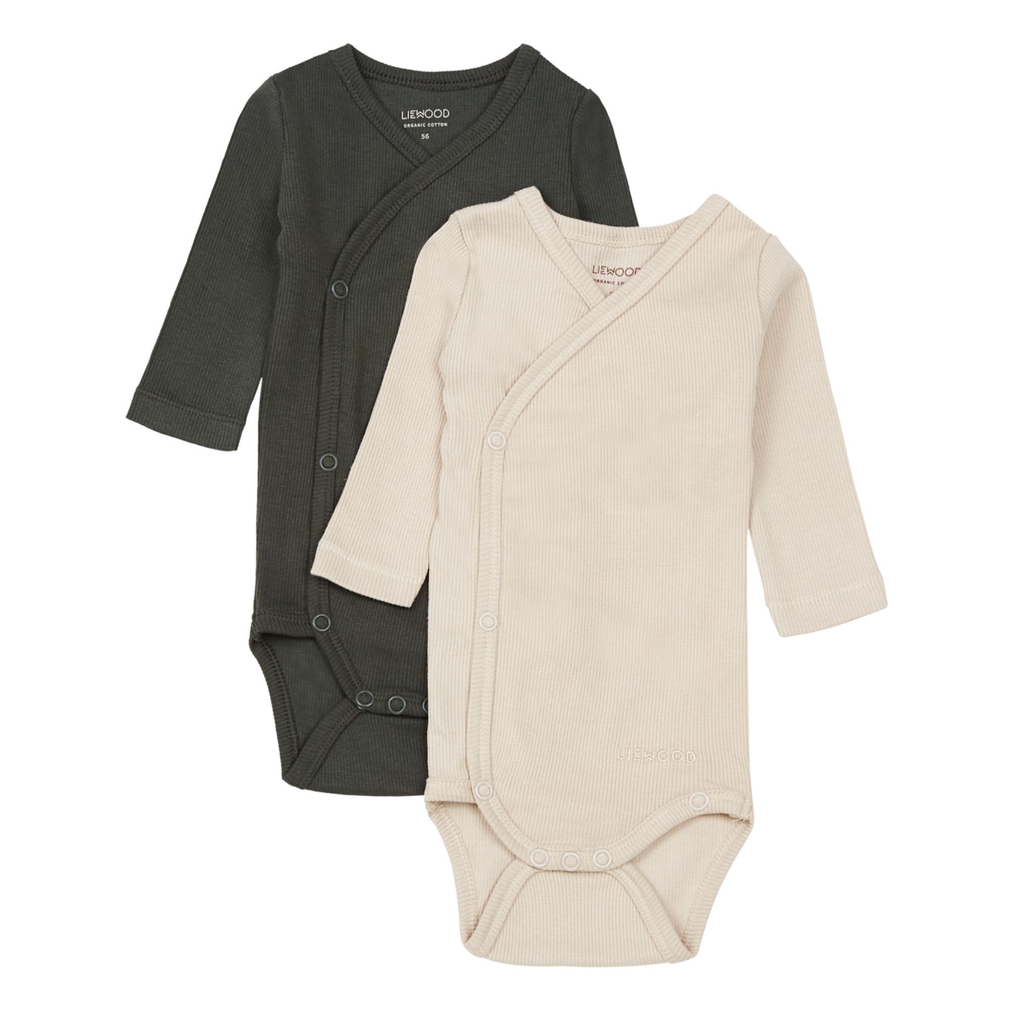 Liewood - Lot de 2 Bodies Croisés Rayés Hali Coton Bio - Fille - Vert