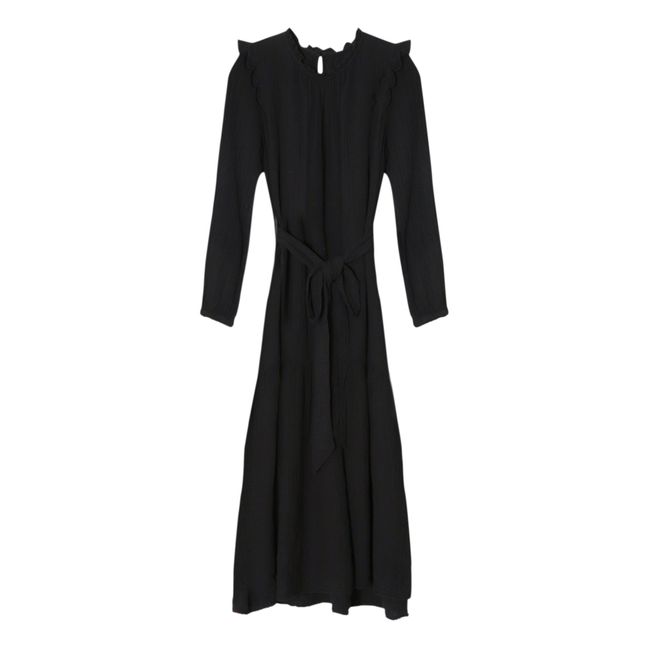 Robe Mia Gaze de Coton Noir