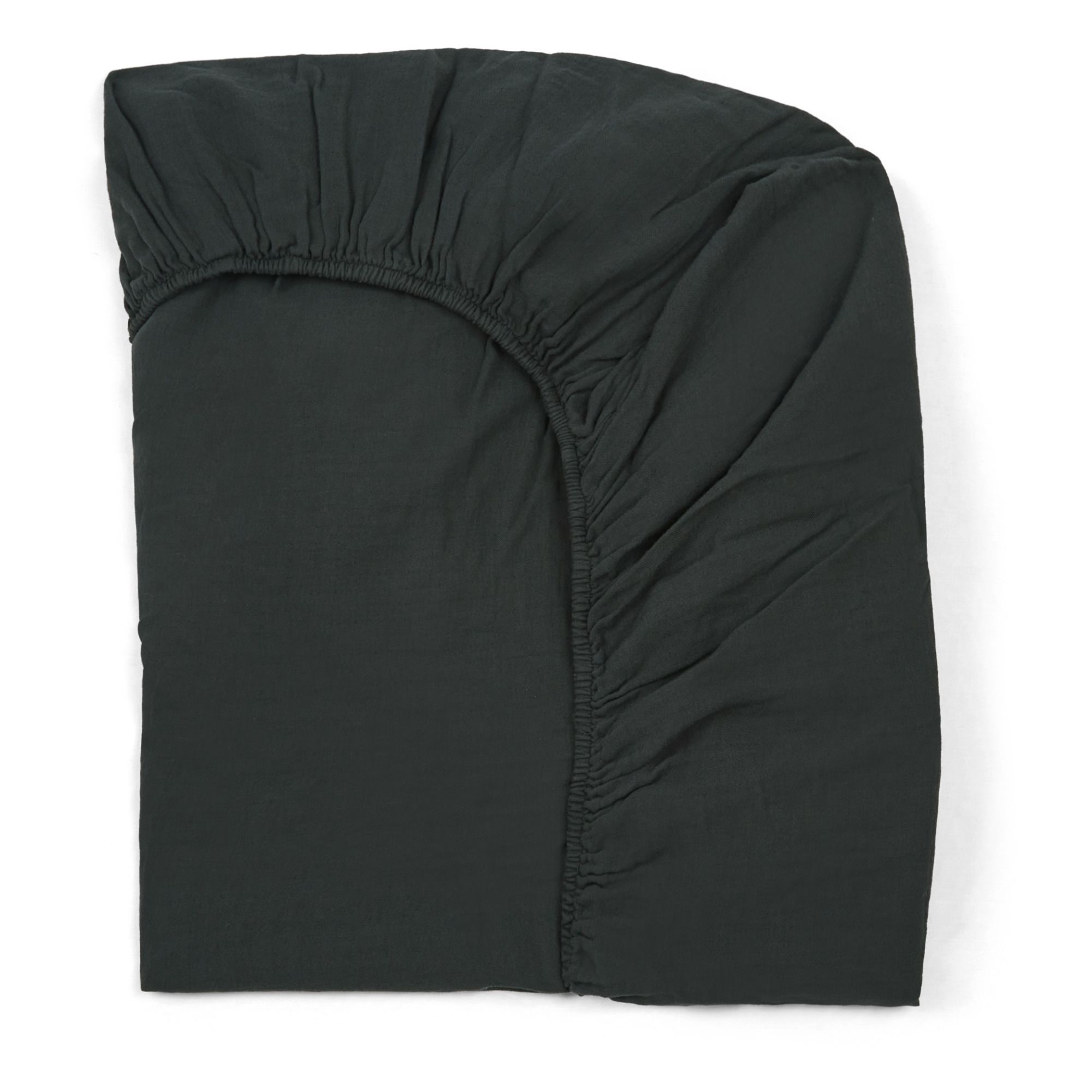 Poudre Organic - Drap-housse Seigle en double gaze de coton - Noir
