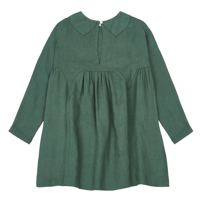 Vestito in lino Millie | Verde scuro