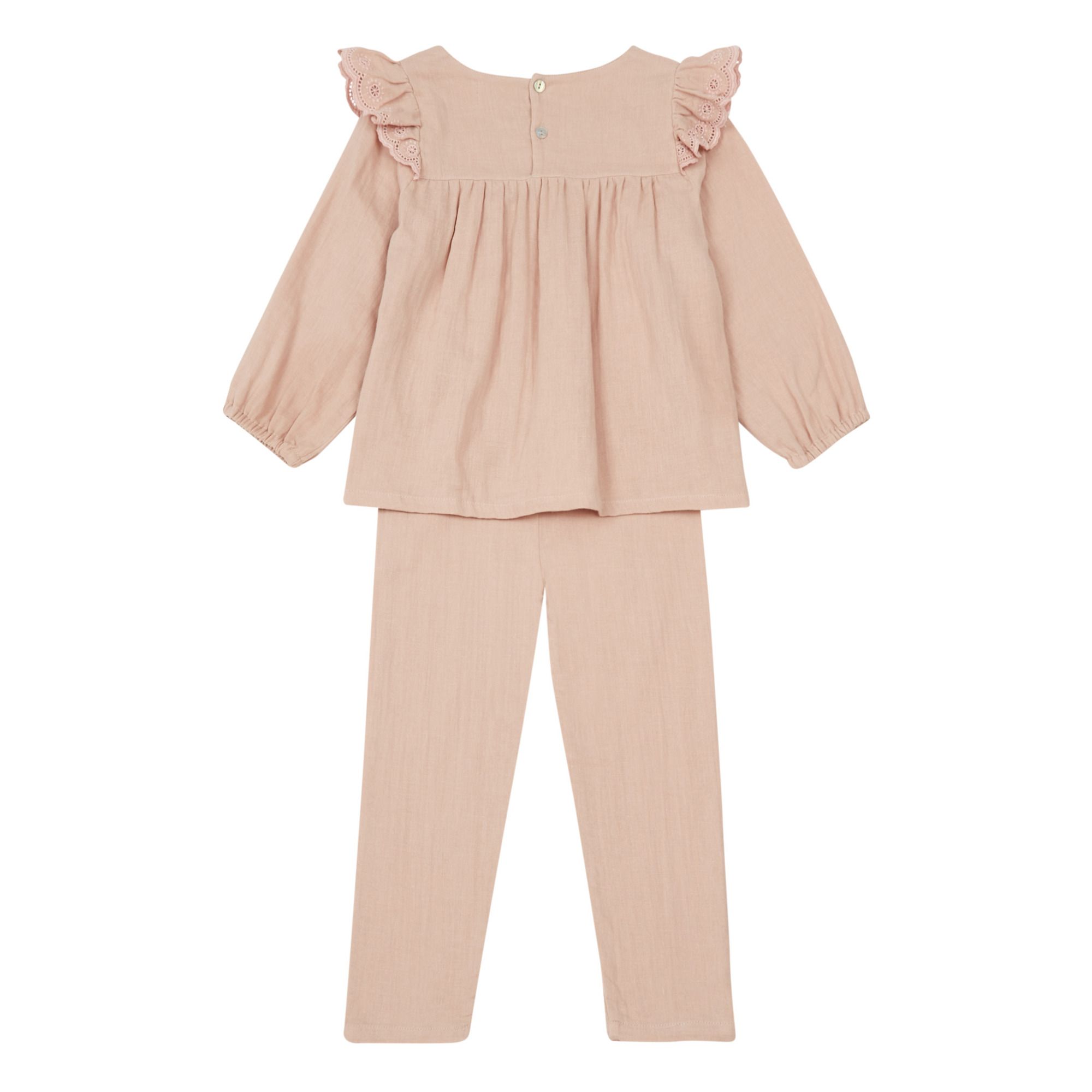 Organic Cotton Muslin Blouse + Trousers  Pale pink- Product image n°2