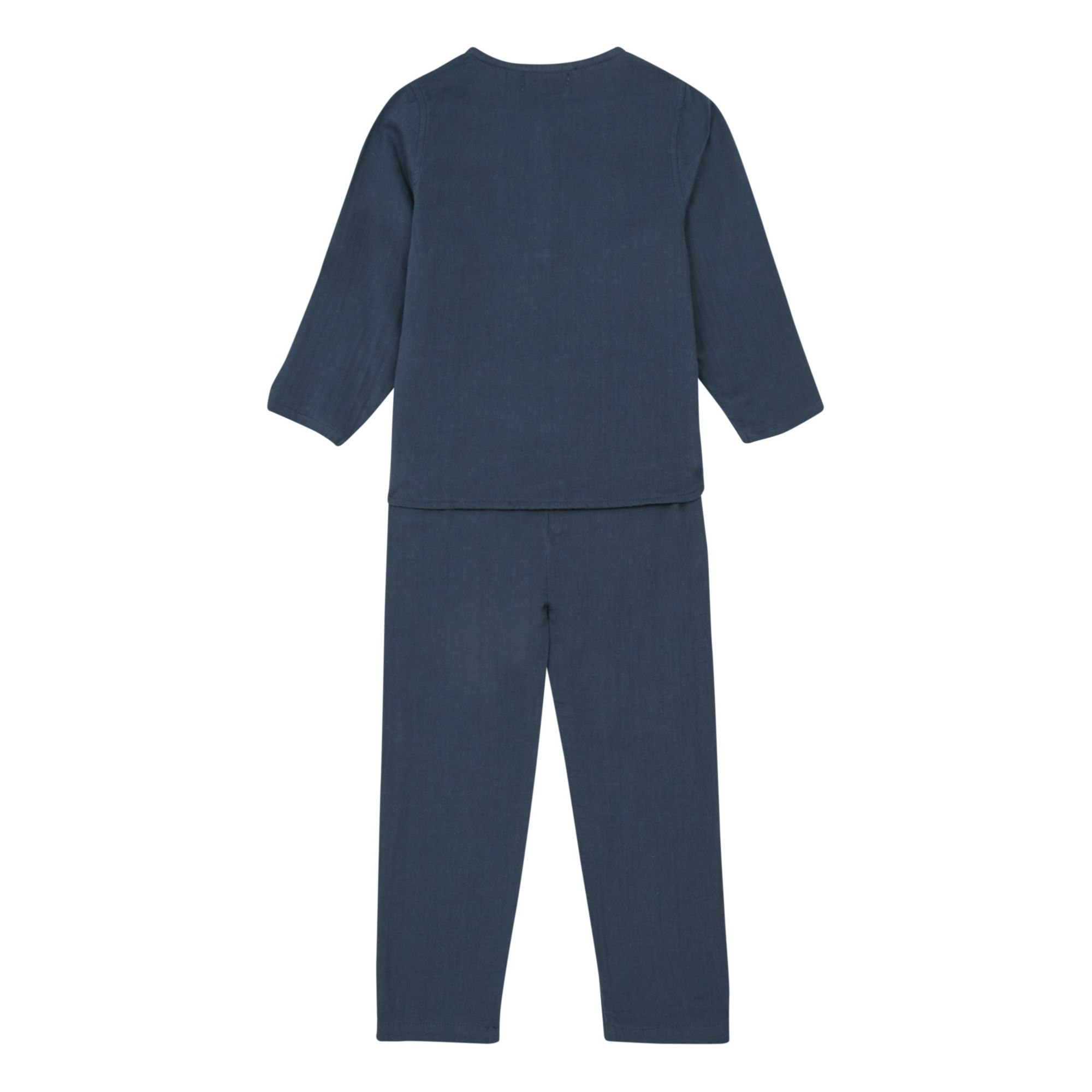 Organic Cotton Muslin Trousers + Kurta Shirt Blue- Product image n°2