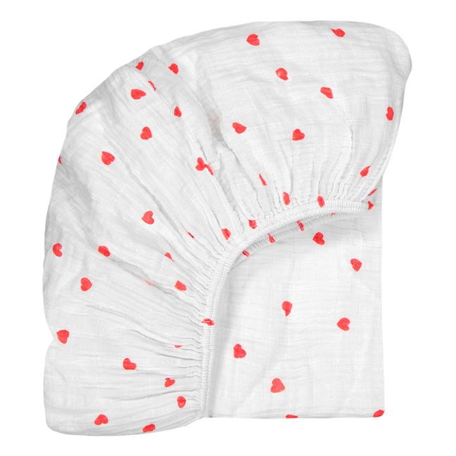 Olivia Heart Fitted Sheet Red