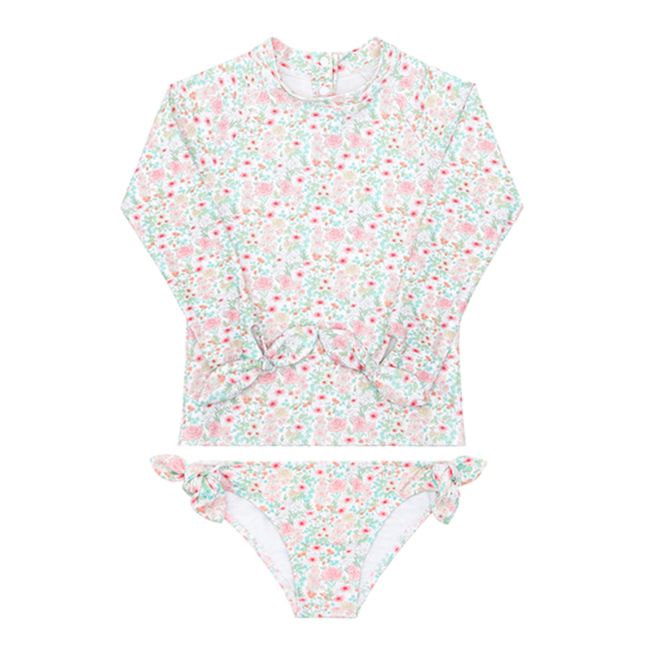 Anti-UV Floral Long Sleeve Top & Bottom Set | Pink