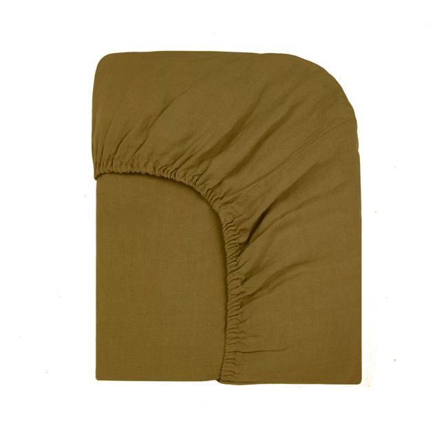 Drap housse Lin lavé | Olive